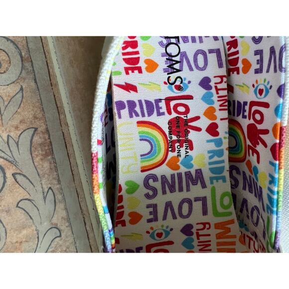 Celebrate Pride, Toms White Unity Rainbow Canvas Alpargata Loafer Flats W Size 6 - Picture 4 of 7